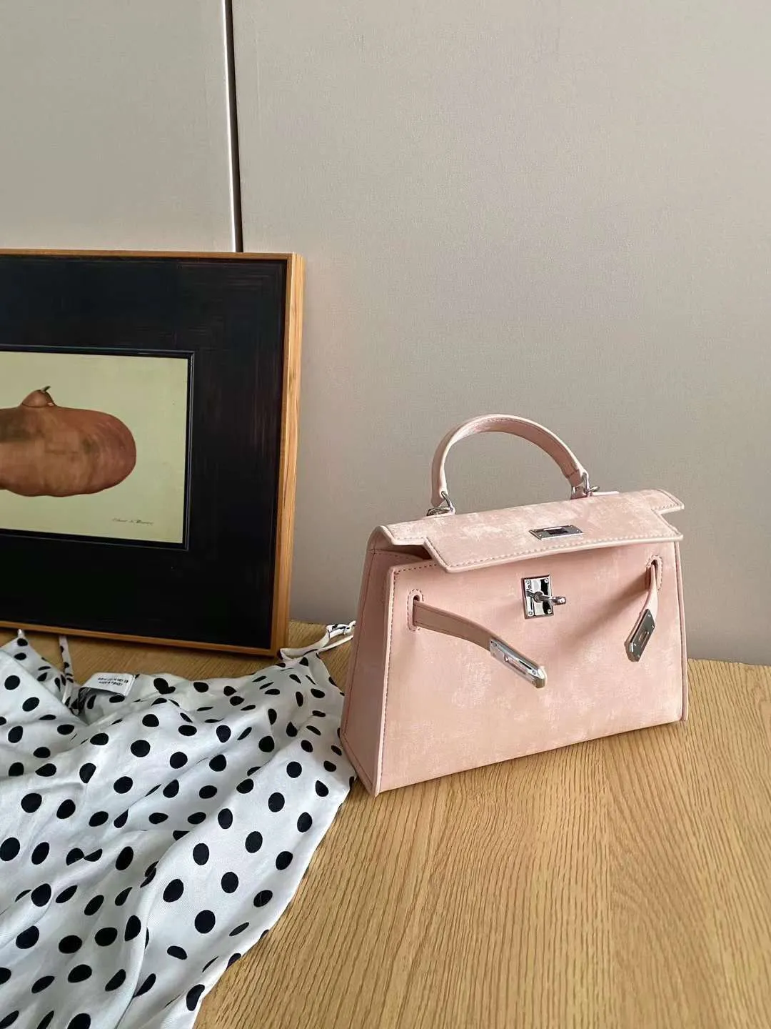 𝐇 Mini Kelly Suede Leather Bag 22cm