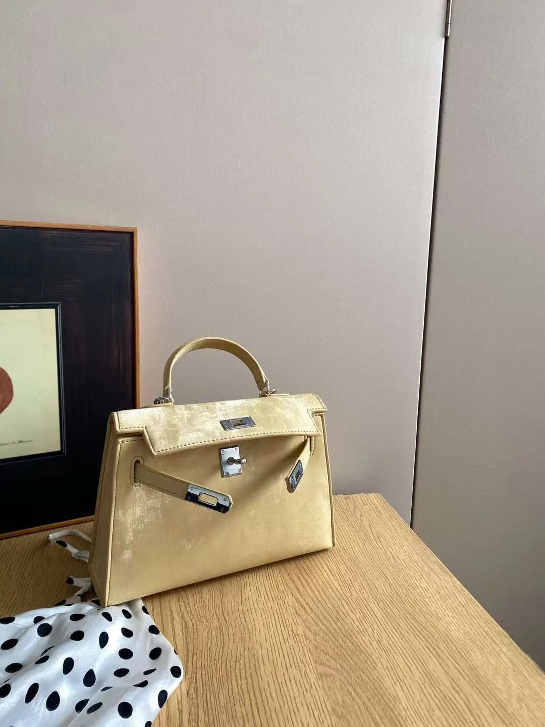 𝐇 Mini Kelly Suede Leather Bag 22cm