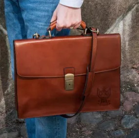 33rd Degree Scottish Rite Briefcase - Wings Up Brown Leather