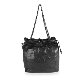 Black Caviar Leather Timeless Drawstring Tote