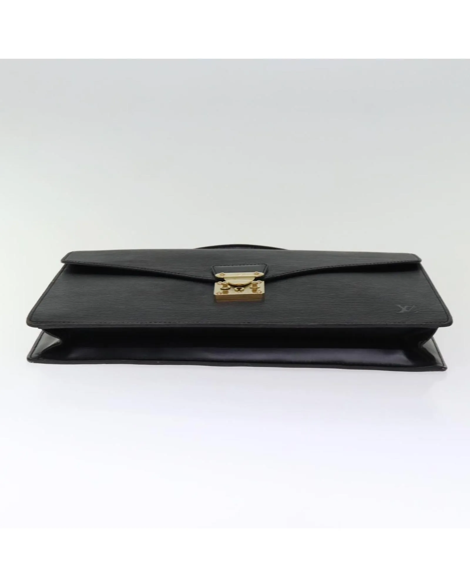 Black Epi Leather Briefcase with Shoulder Strap from France