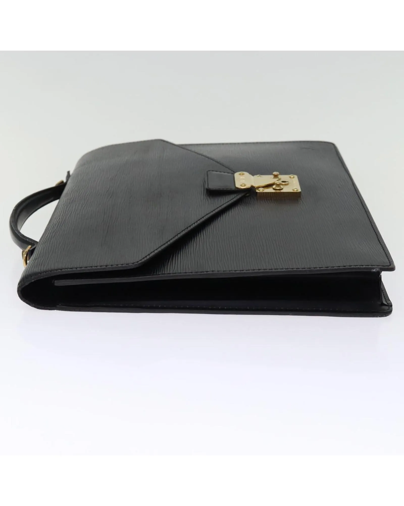 Black Epi Leather Briefcase with Shoulder Strap from France