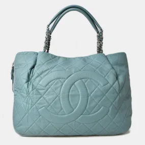 Blue Quilted Timeless Caviar Expandable Tote