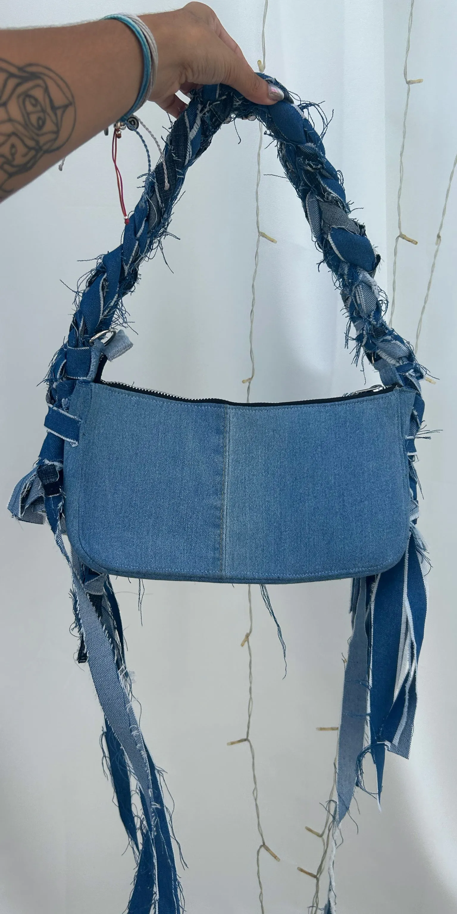 Braided Denim Handbag