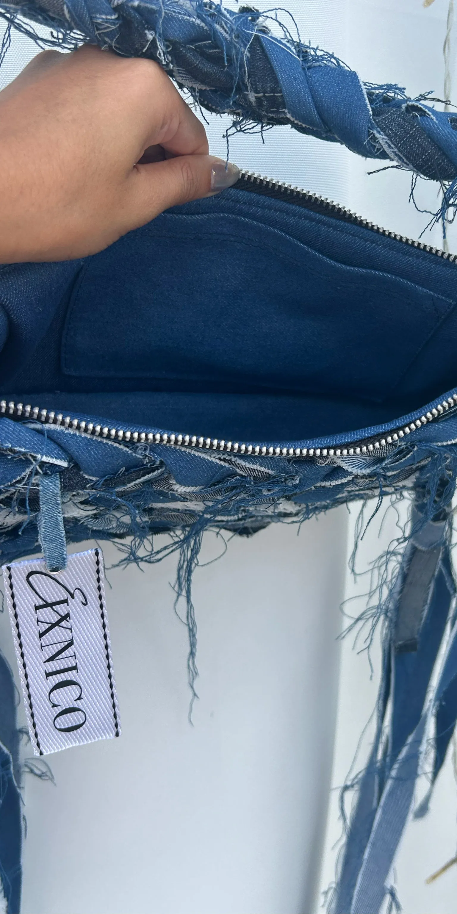 Braided Denim Handbag