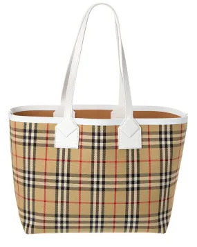 Burberry London Medium Check Canvas & Leather Tote