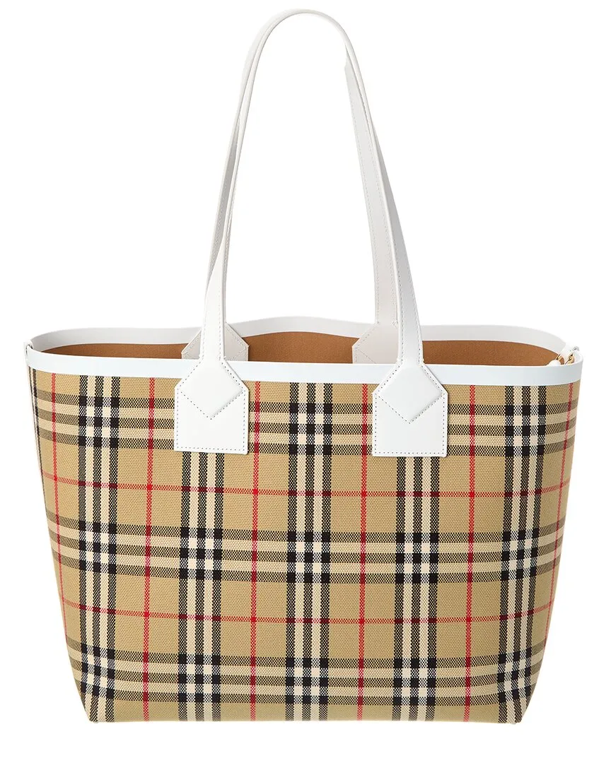 Burberry London Medium Check Canvas & Leather Tote