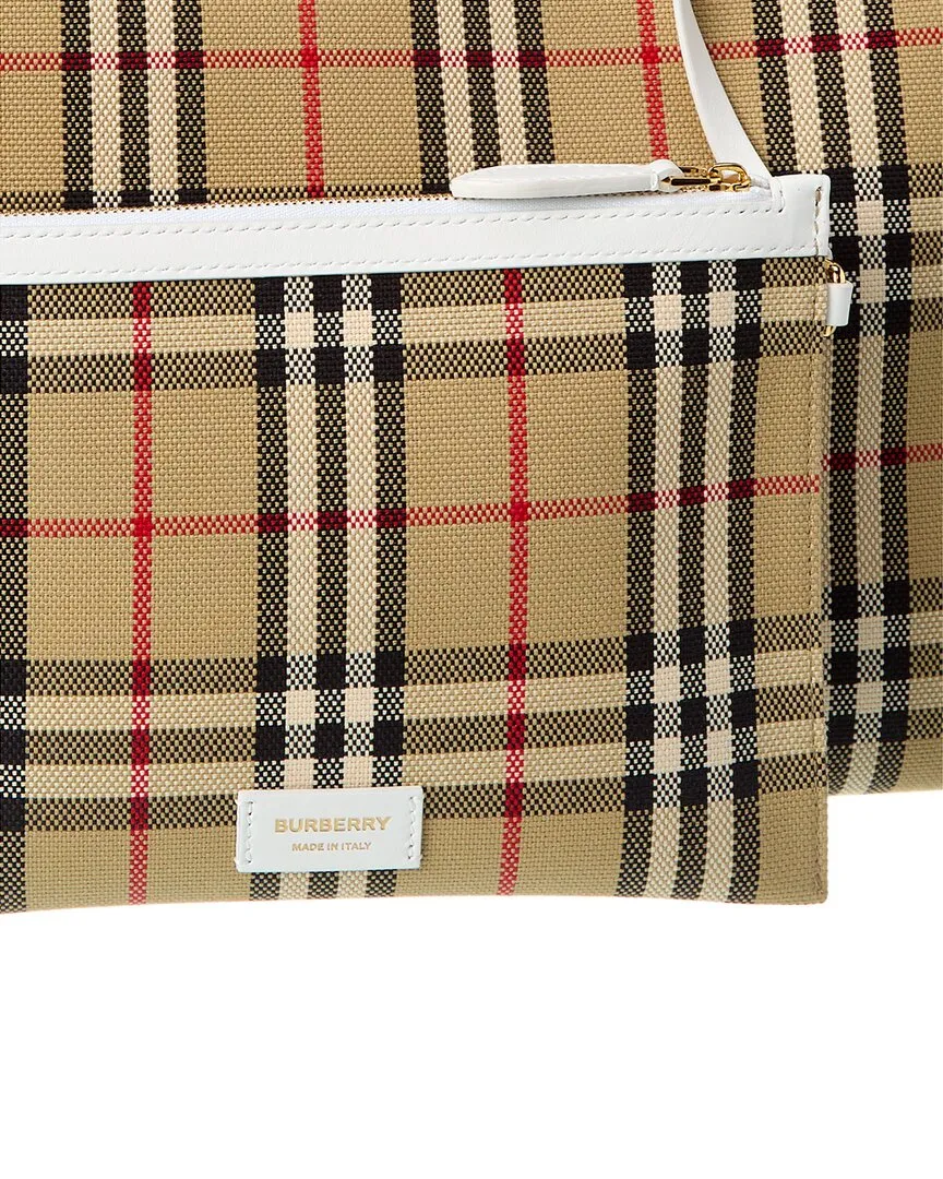 Burberry London Medium Check Canvas & Leather Tote