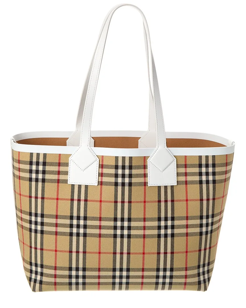 Burberry London Medium Check Canvas & Leather Tote