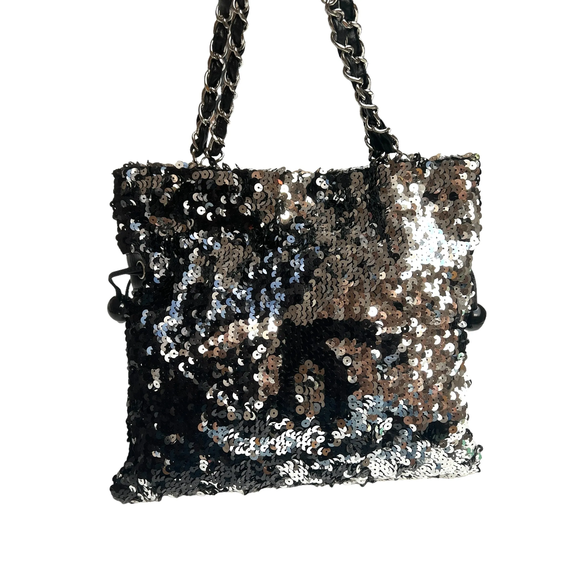 CC Timeless Metallic Sequin Drawstring Bag