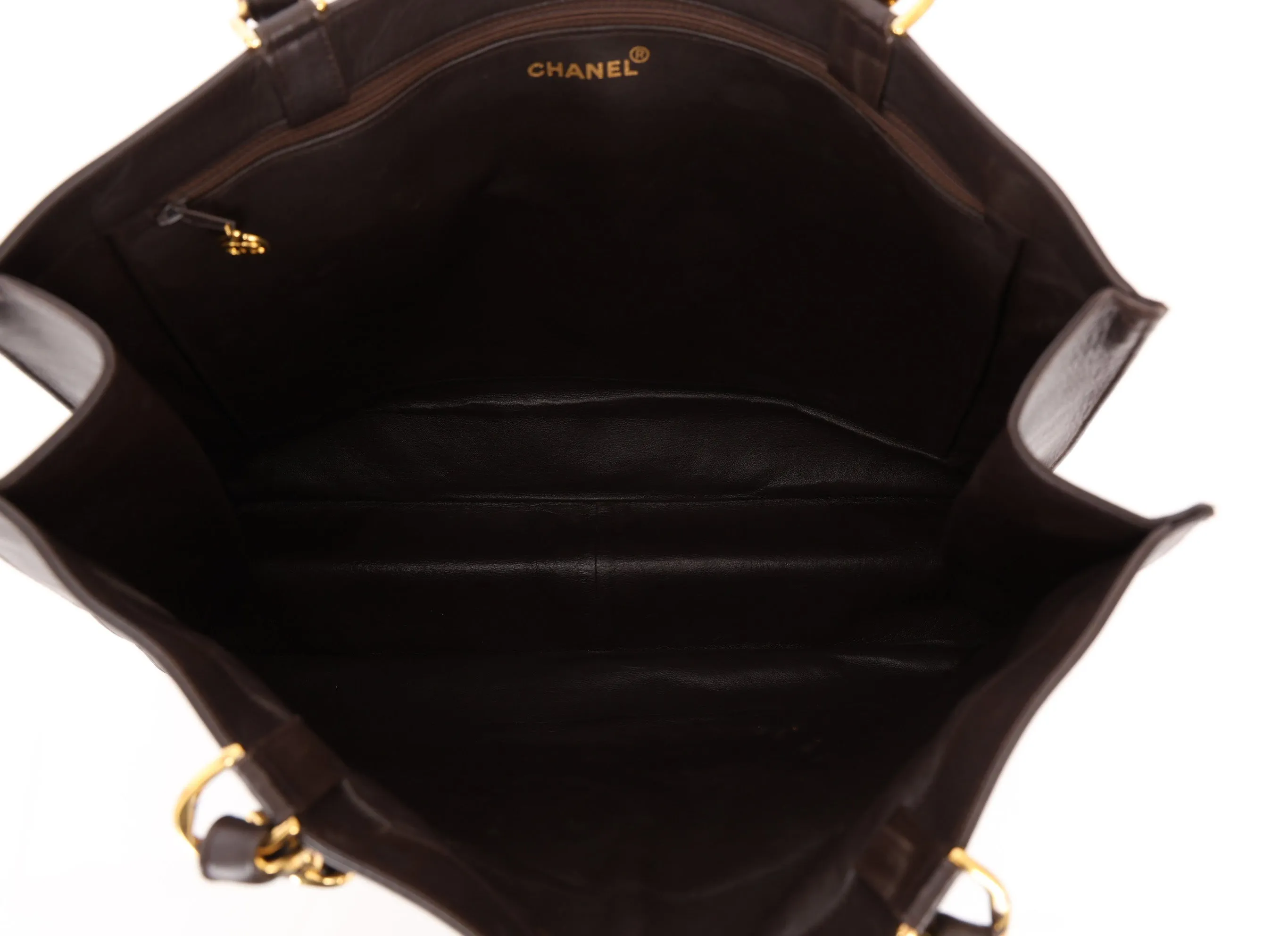 Chanel 1991 Calfskin Timeless Chunky Chain Brown Tote