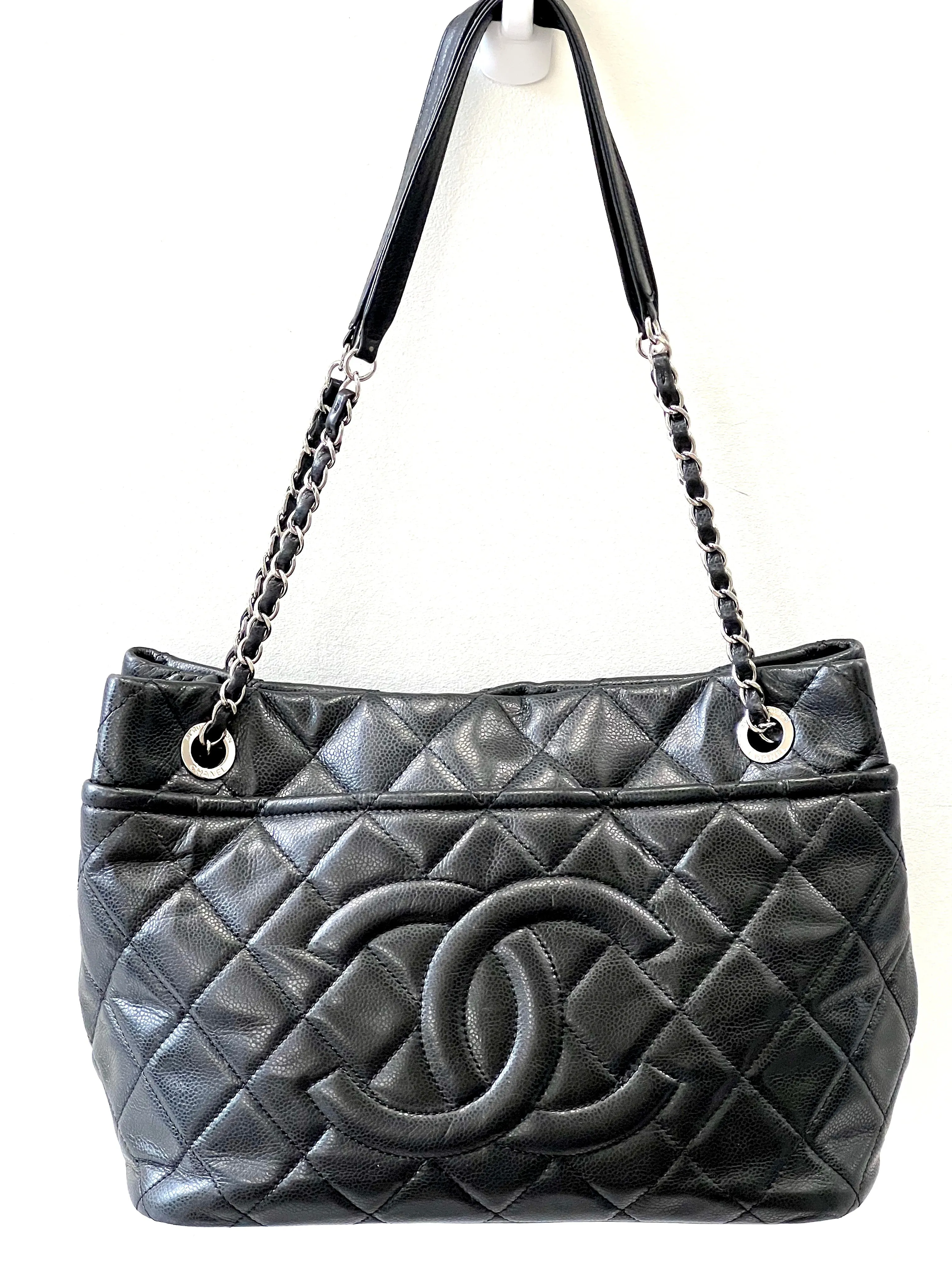 CHANEL CAVIAR QUILTED LEATHER TIMELESS CC SOFT SHOPPER TOTE BAG