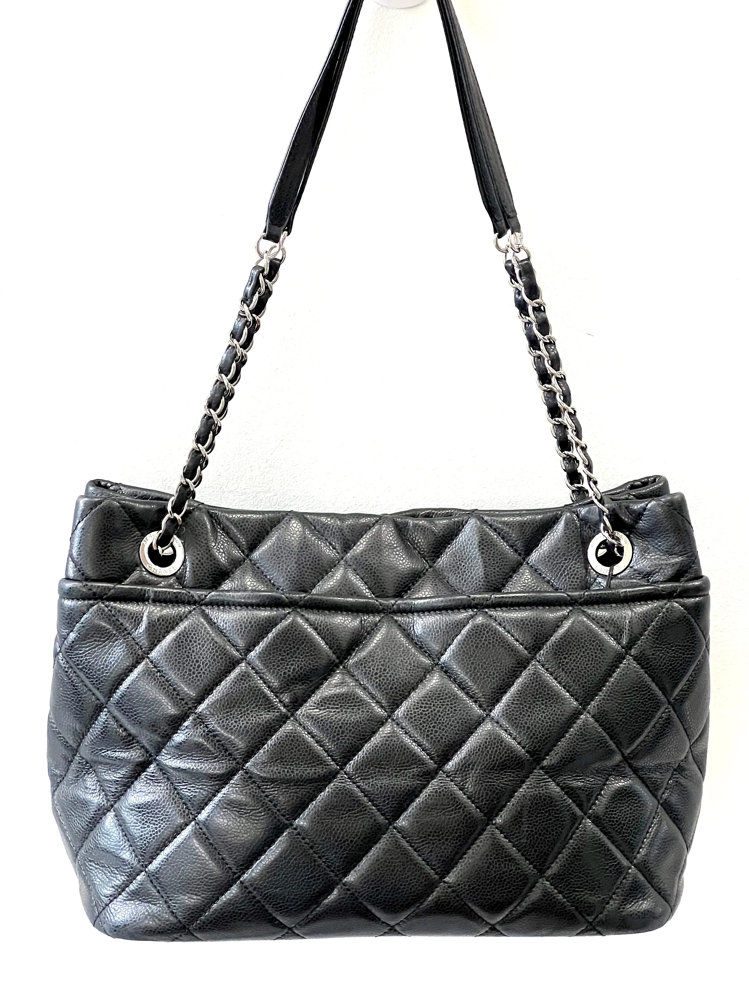 CHANEL CAVIAR QUILTED LEATHER TIMELESS CC SOFT SHOPPER TOTE BAG