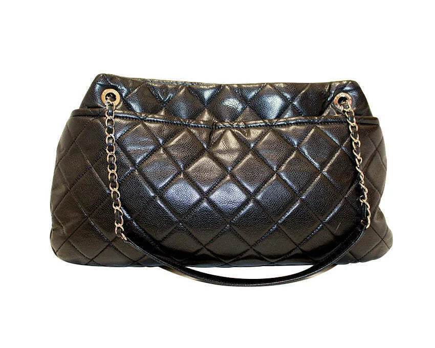 CHANEL CAVIAR QUILTED LEATHER TIMELESS CC SOFT SHOPPER TOTE BAG