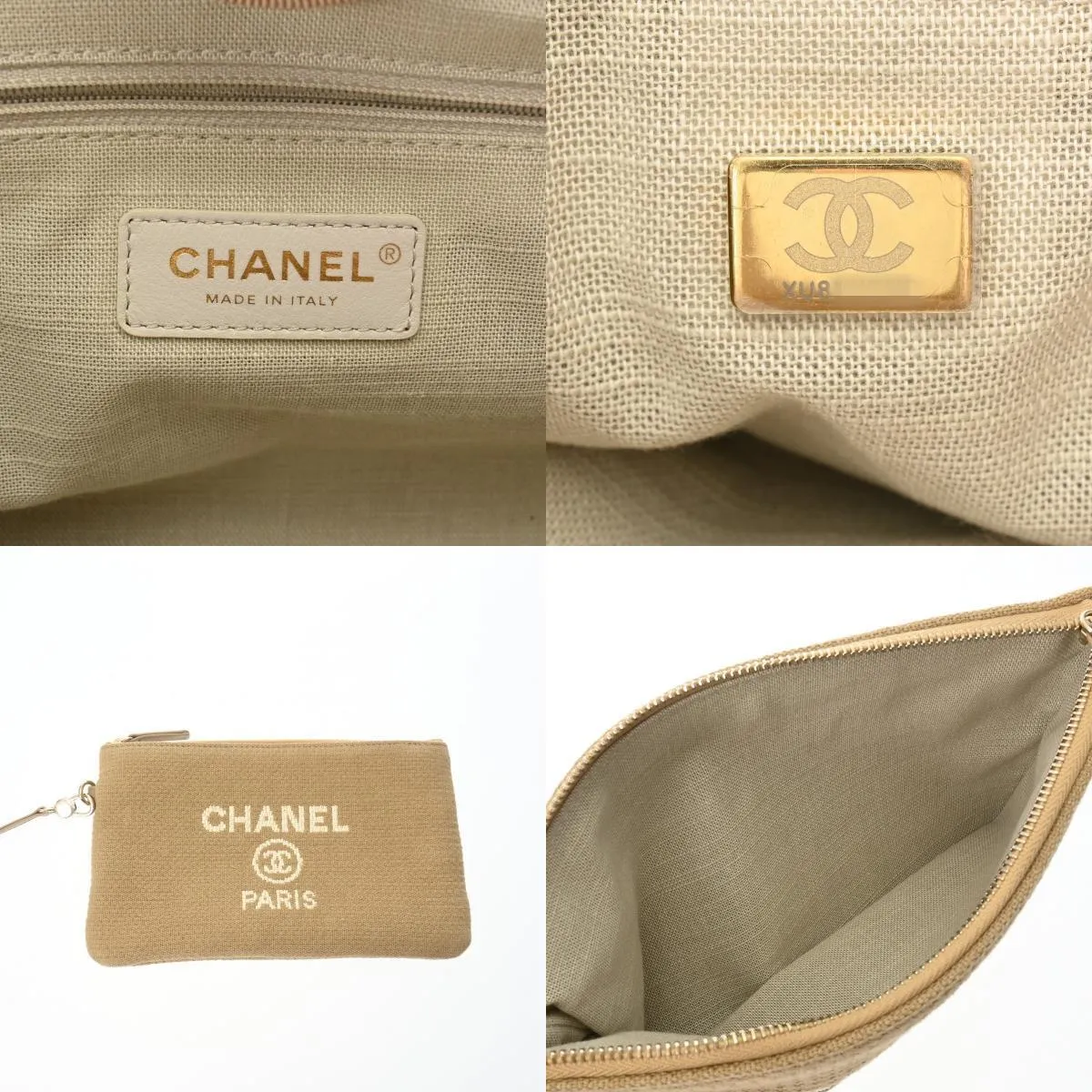 Chanel Deauville Mm Chain Tote Beige Bag