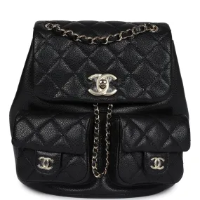 Chanel Medium Cargo Duma Backpack Black Shiny Grained Calfskin Light Gold Hardware