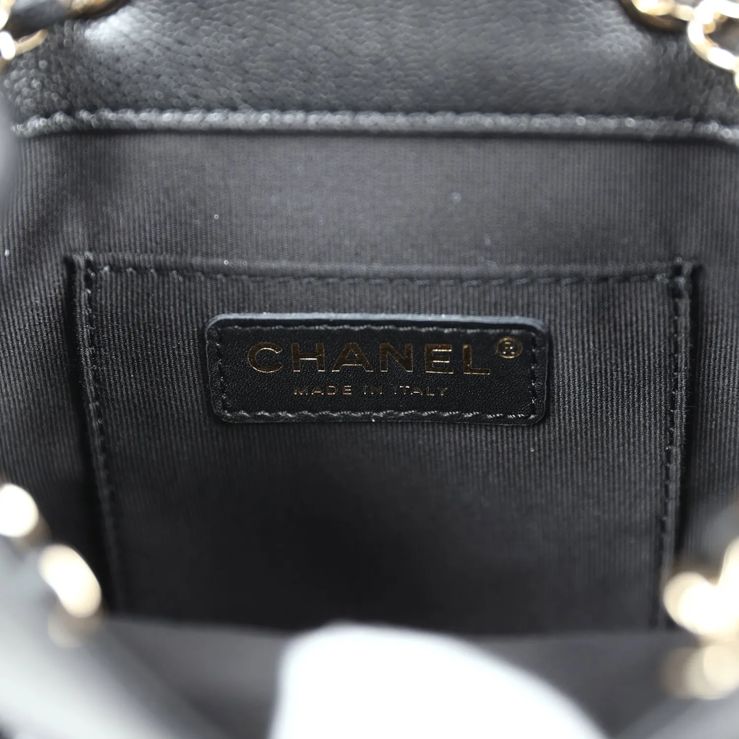 Chanel Mini Top Handle Cargo Backpack Black Caviar Light Gold Hardware