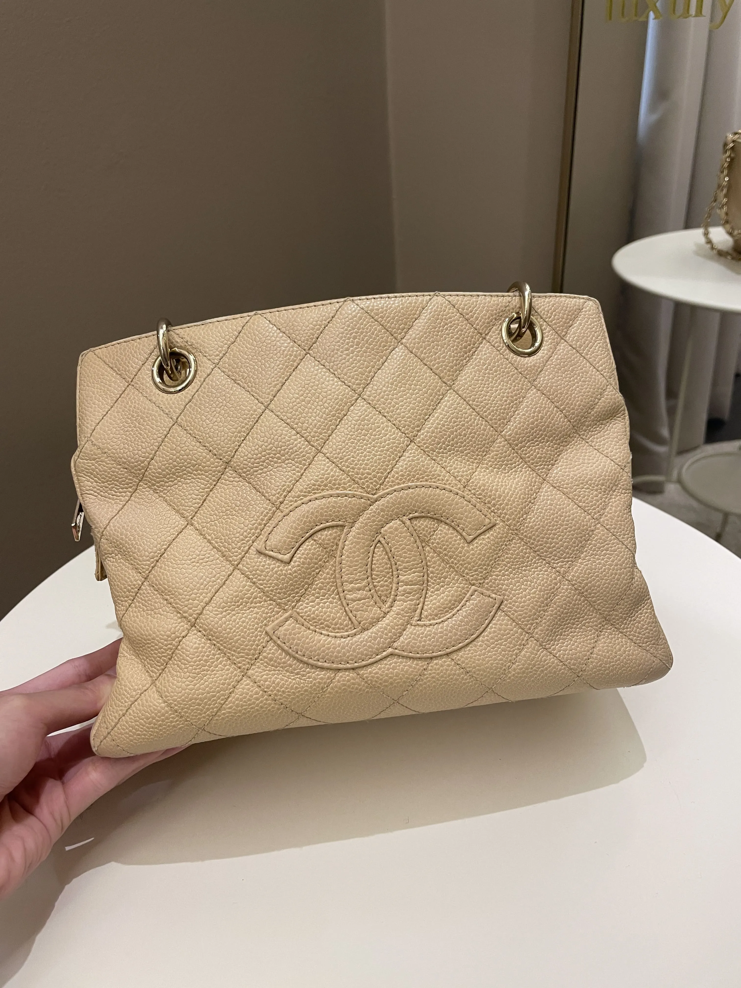 Chanel Petite Timeless Tote PTT Beige Caviar