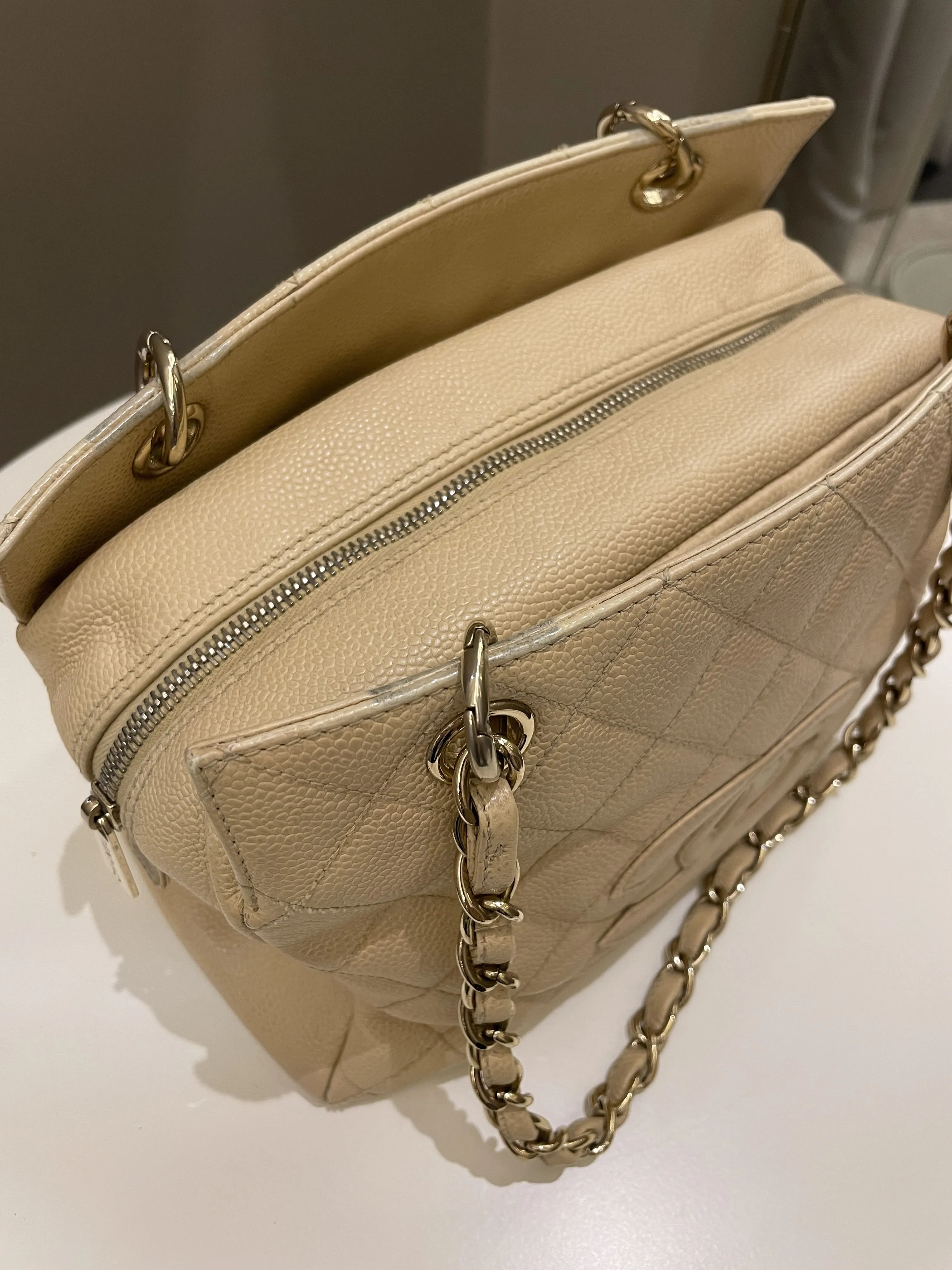 Chanel Petite Timeless Tote PTT Beige Caviar