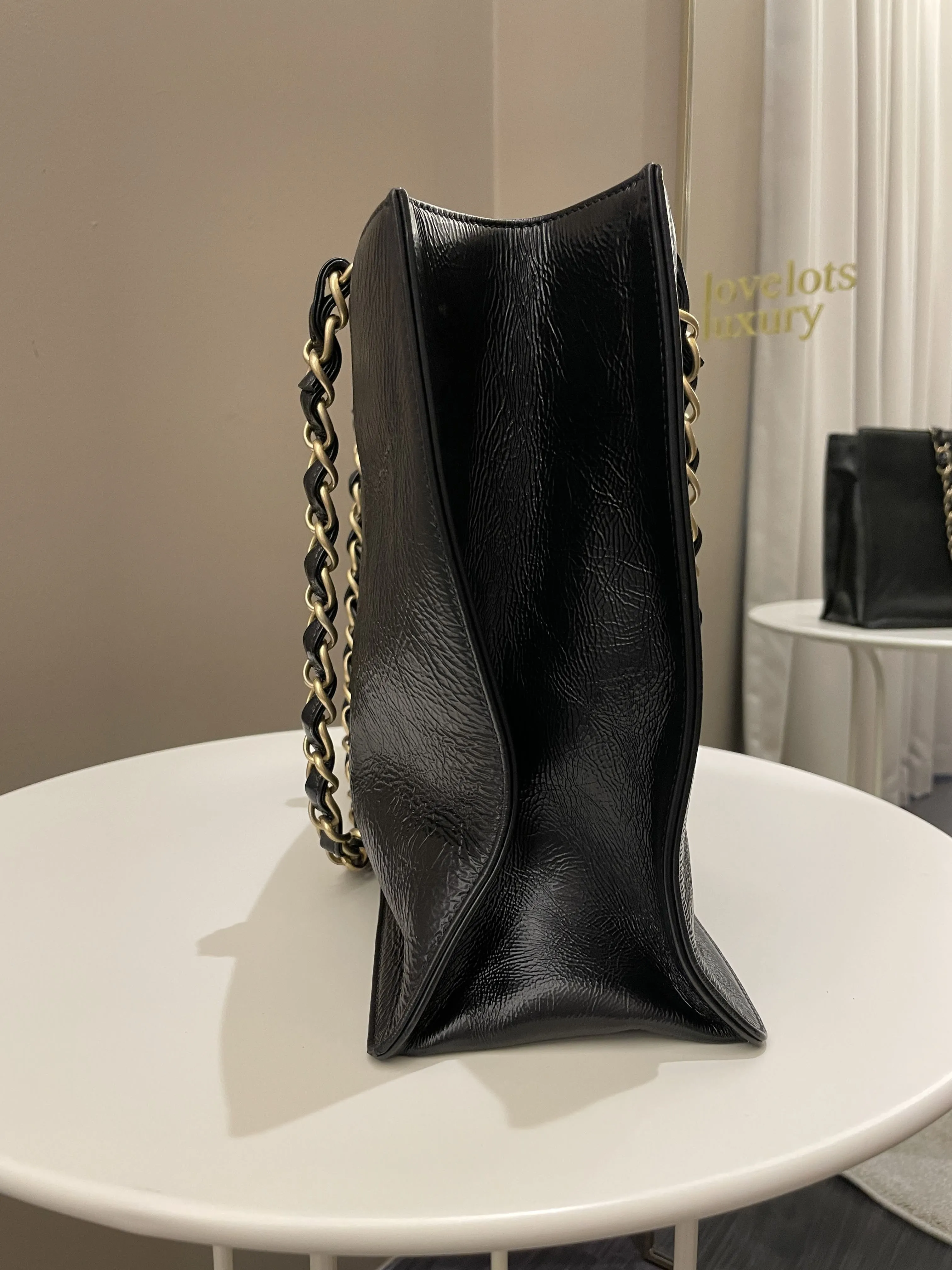 Chanel Timeless CC Shoulder Tote Black Aged Calfskin