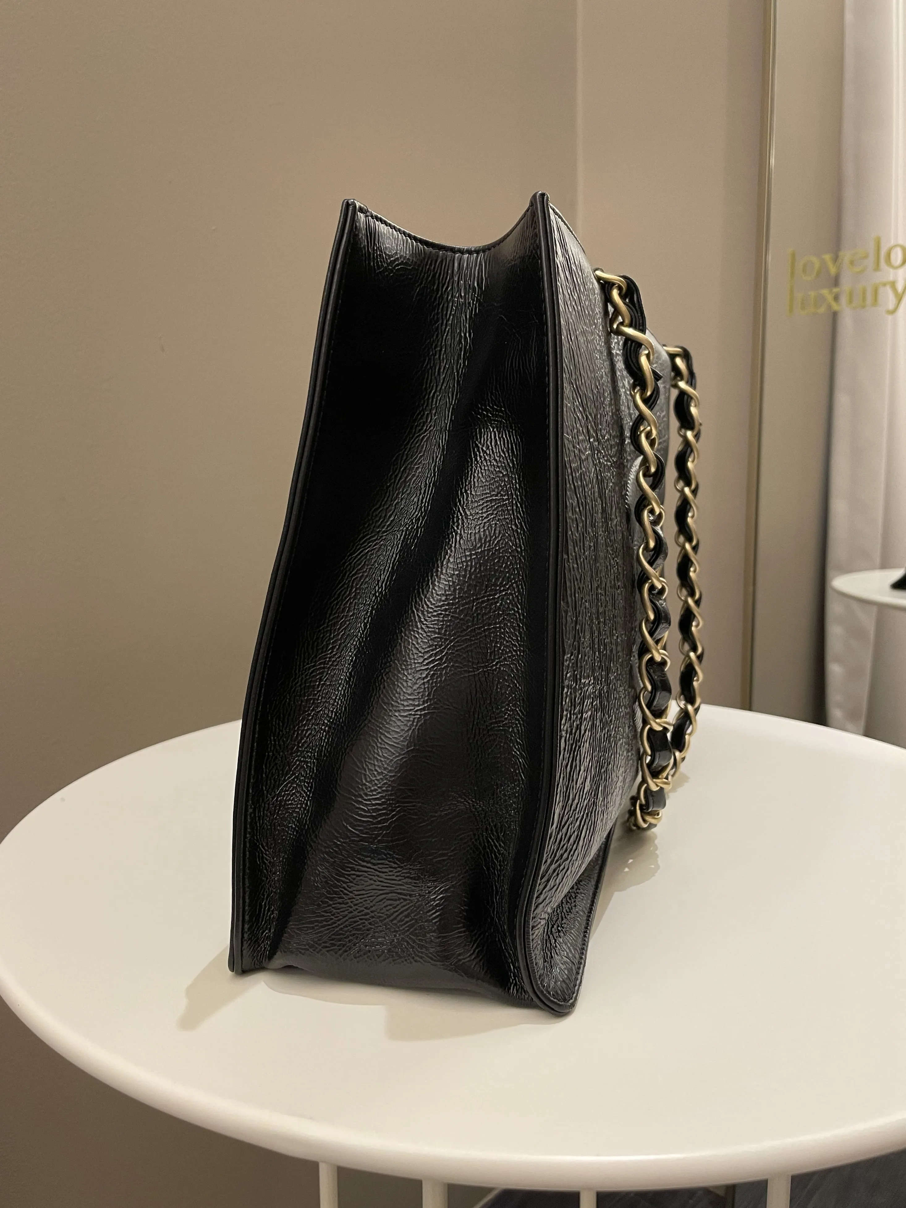 Chanel Timeless CC Shoulder Tote Black Aged Calfskin