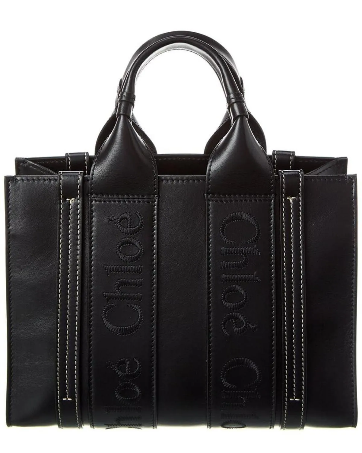 Chloé Woody Small Leather Tote, os, Black