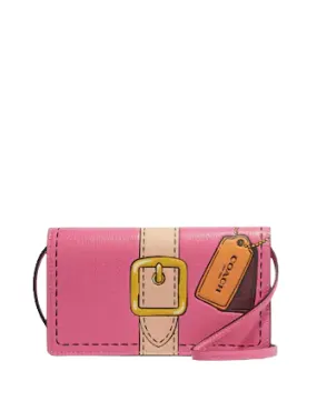 Coach Anna Foldover Clutch Crossbody With Trompe L'oeil Print