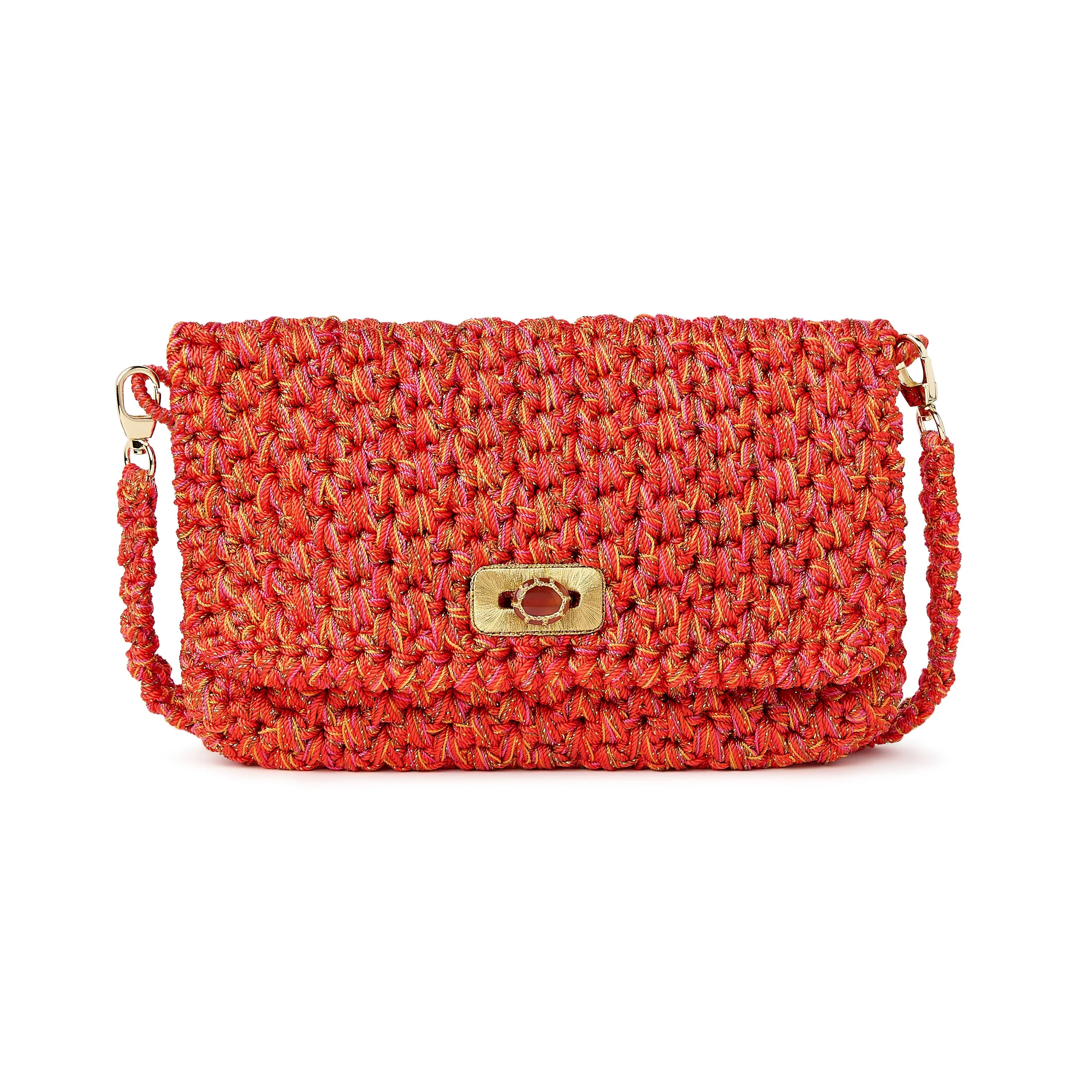 Crosby Crochet Clutch in Coral