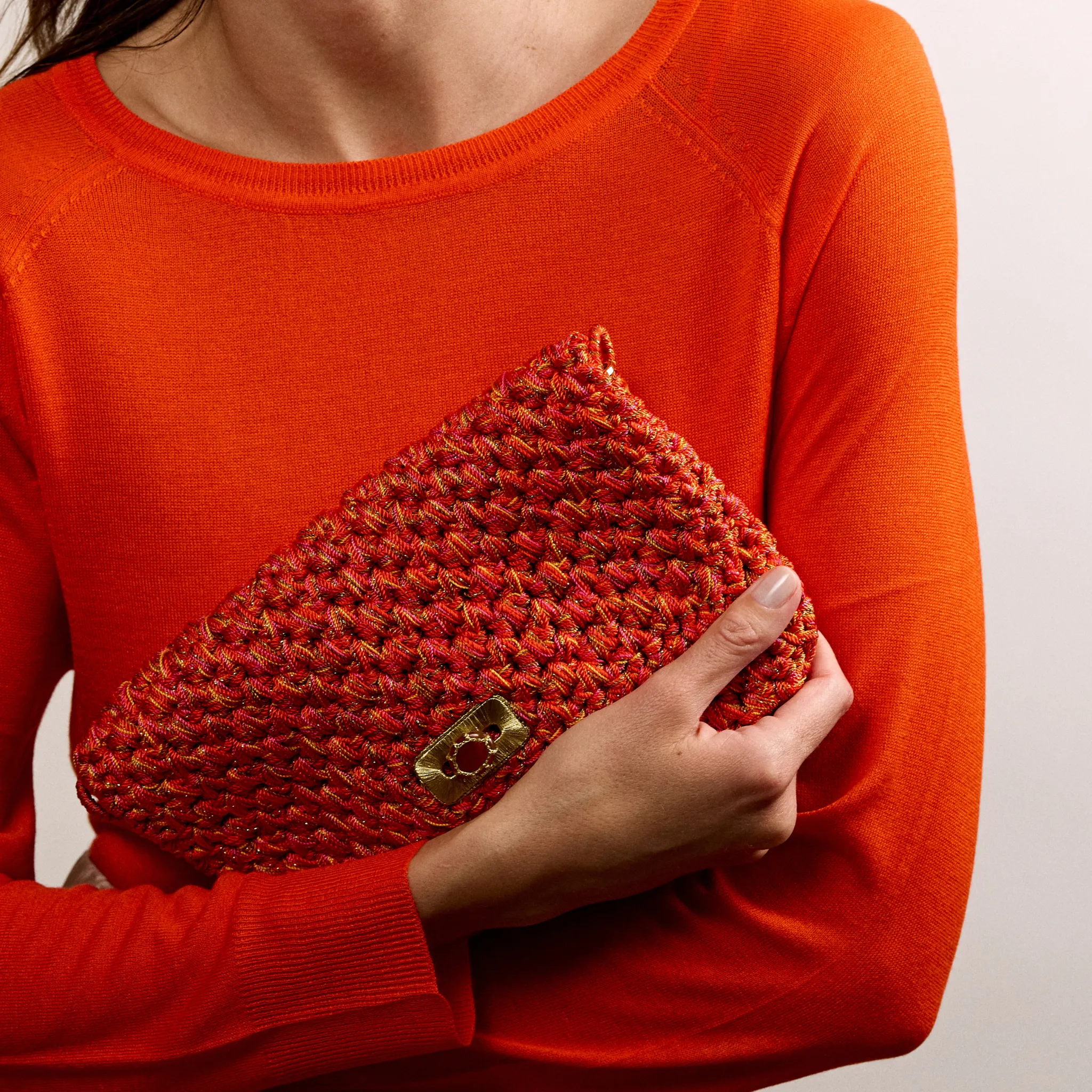 Crosby Crochet Clutch in Coral