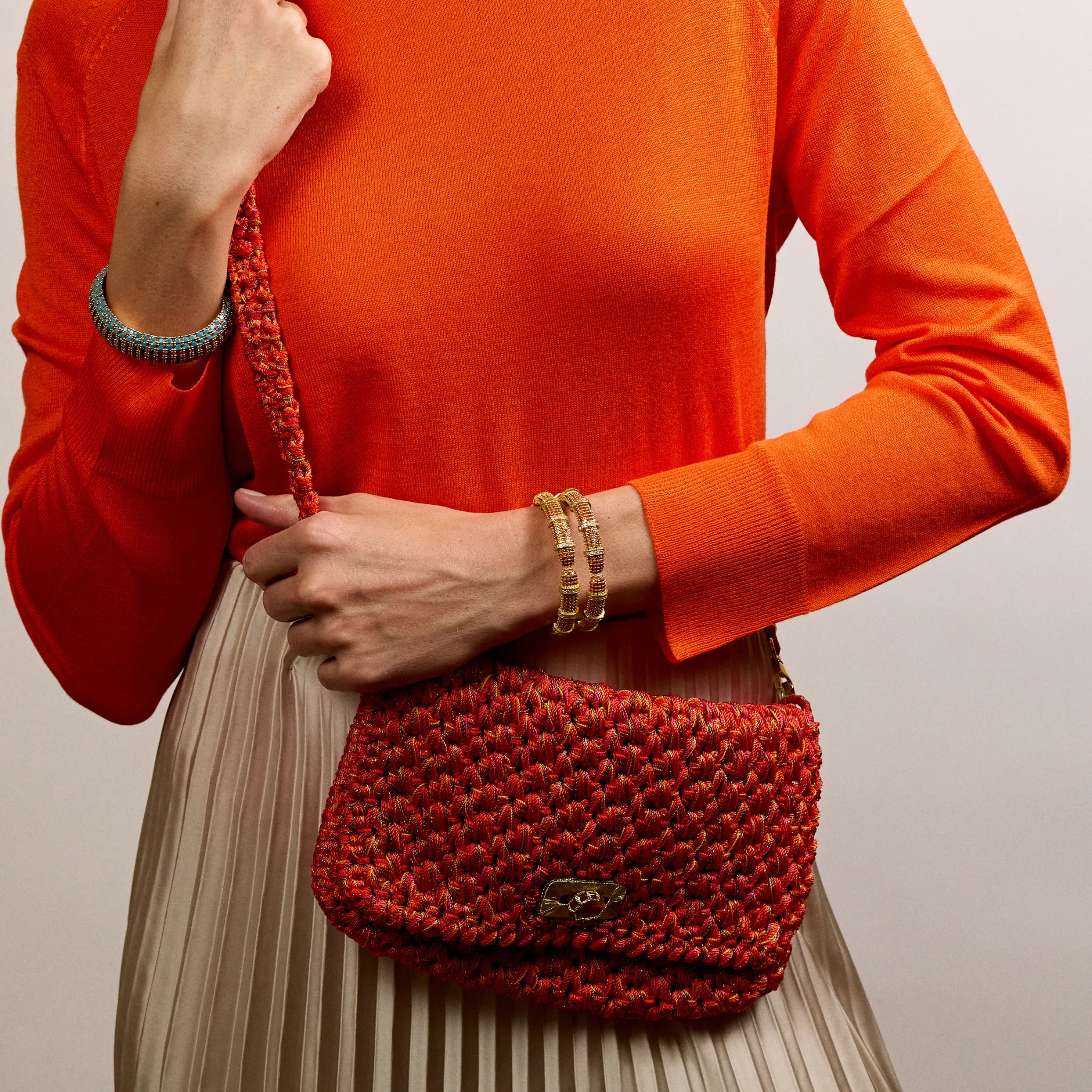 Crosby Crochet Clutch in Coral