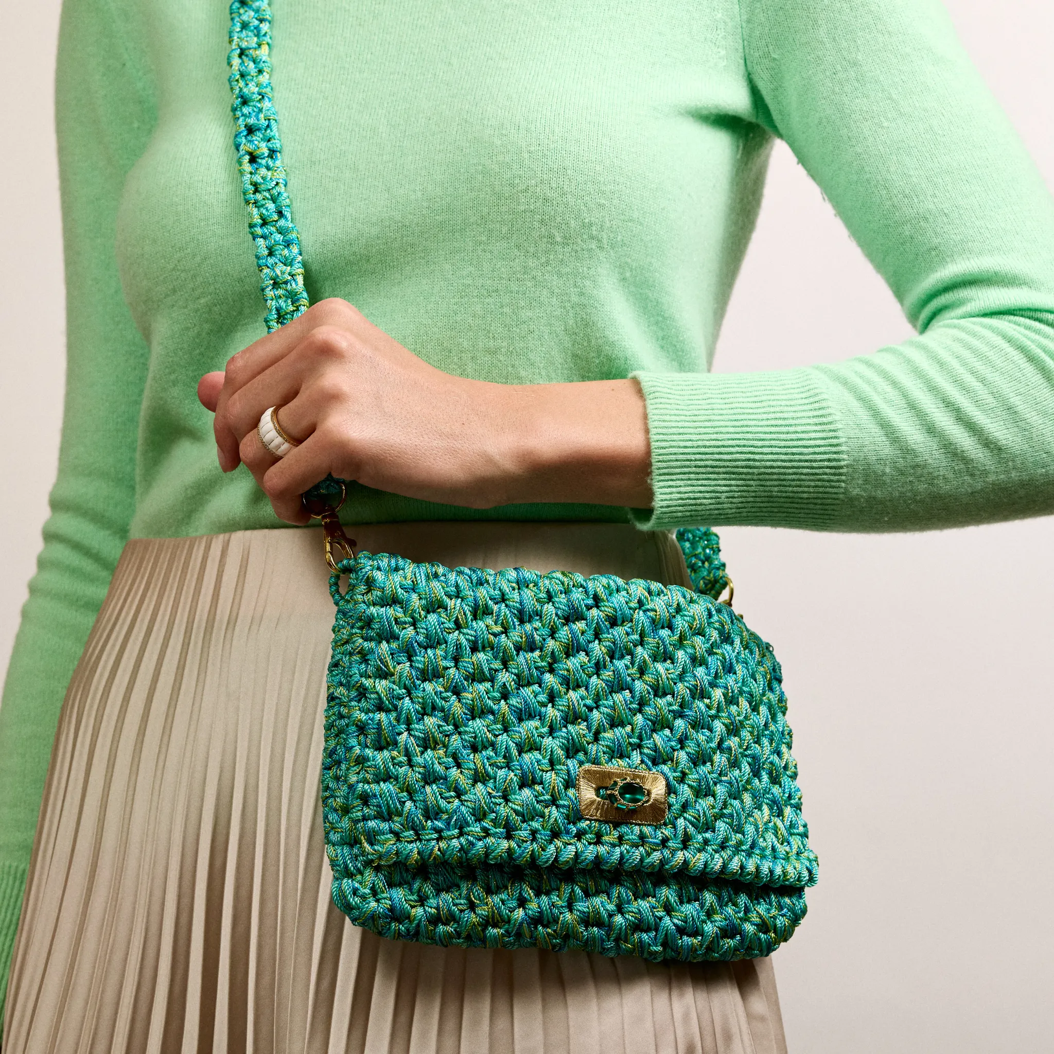 Crosby Crochet Clutch in Turquoise