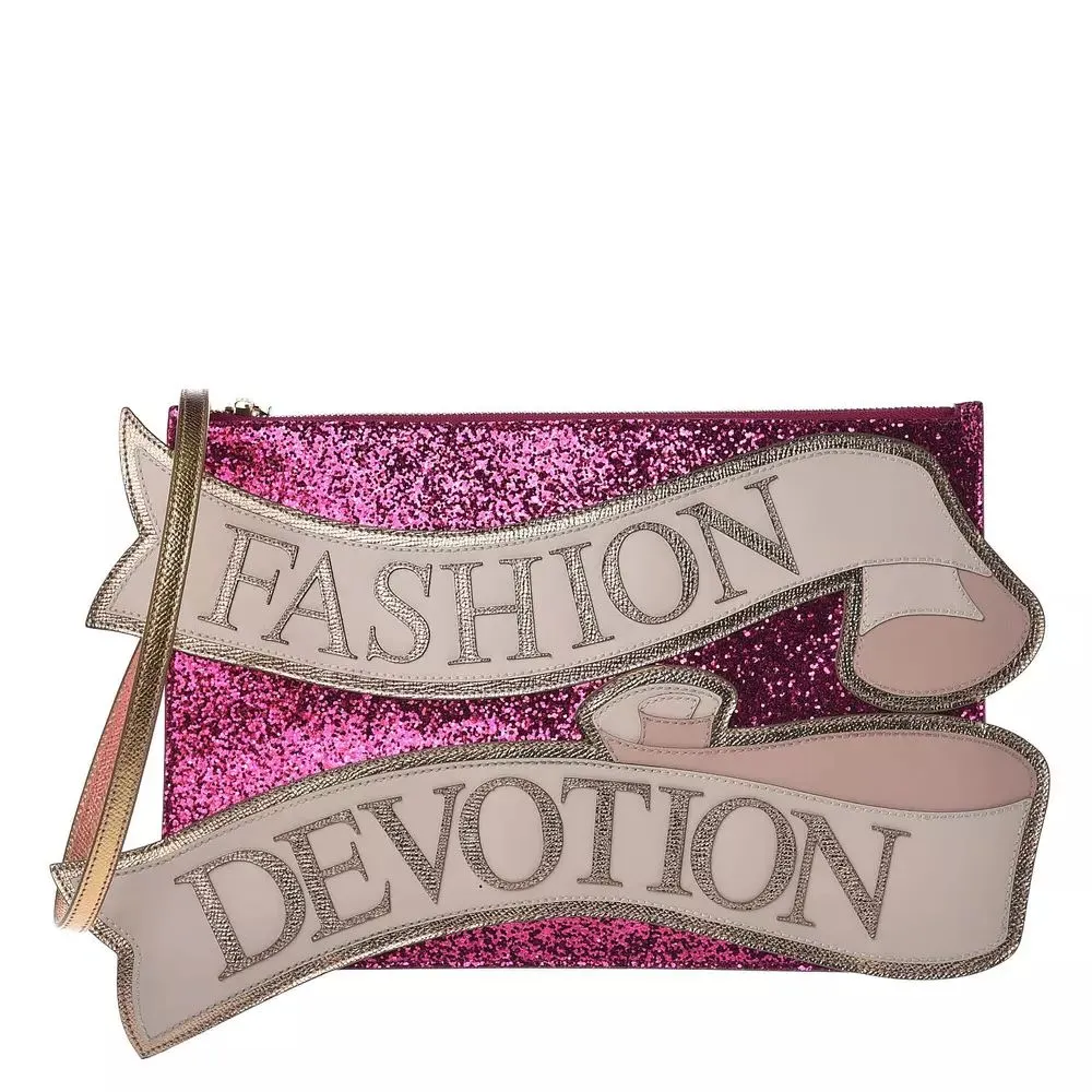 Glittering Fuchsia Calfskin Clutch