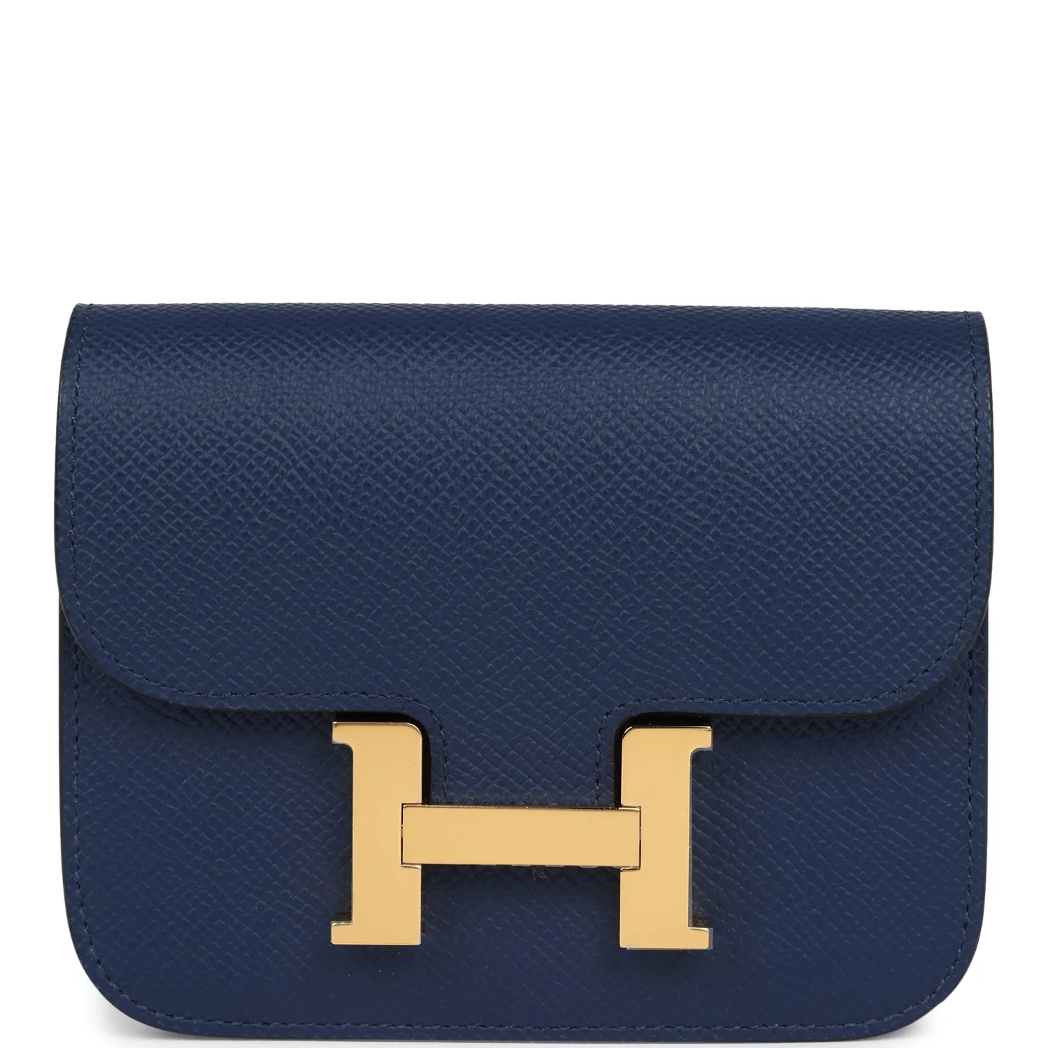 Hermes Constance Slim Wallet Bleu Navy Epsom Gold Hardware