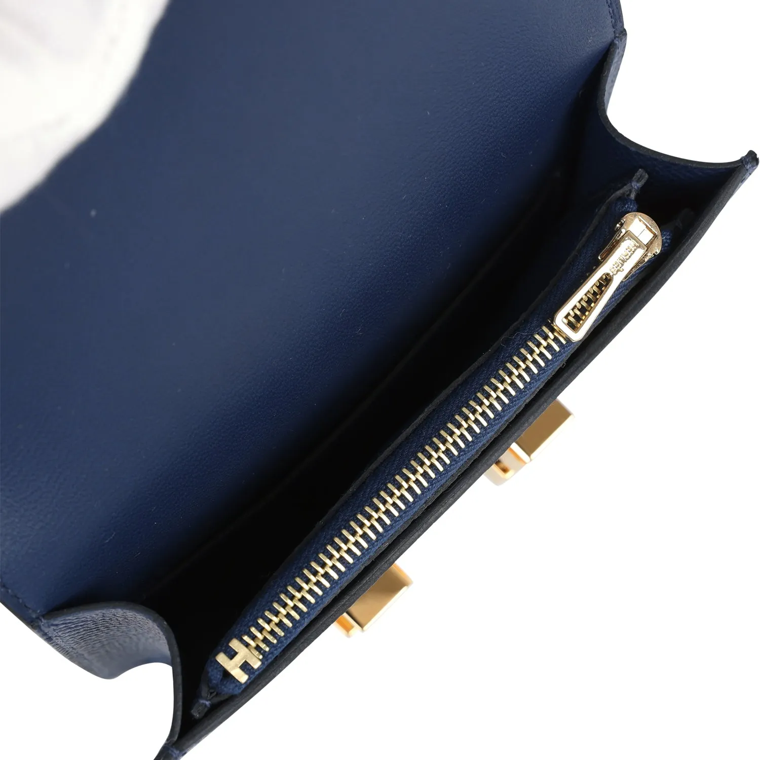 Hermes Constance Slim Wallet Bleu Navy Epsom Gold Hardware