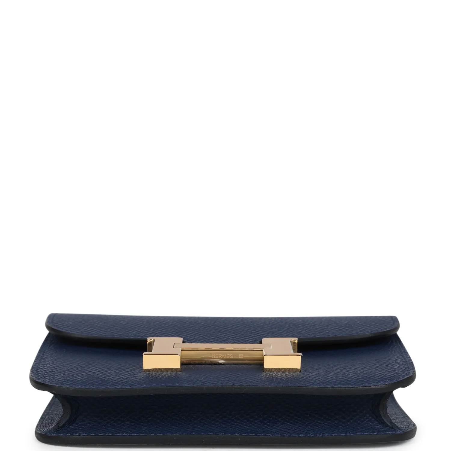 Hermes Constance Slim Wallet Bleu Navy Epsom Gold Hardware