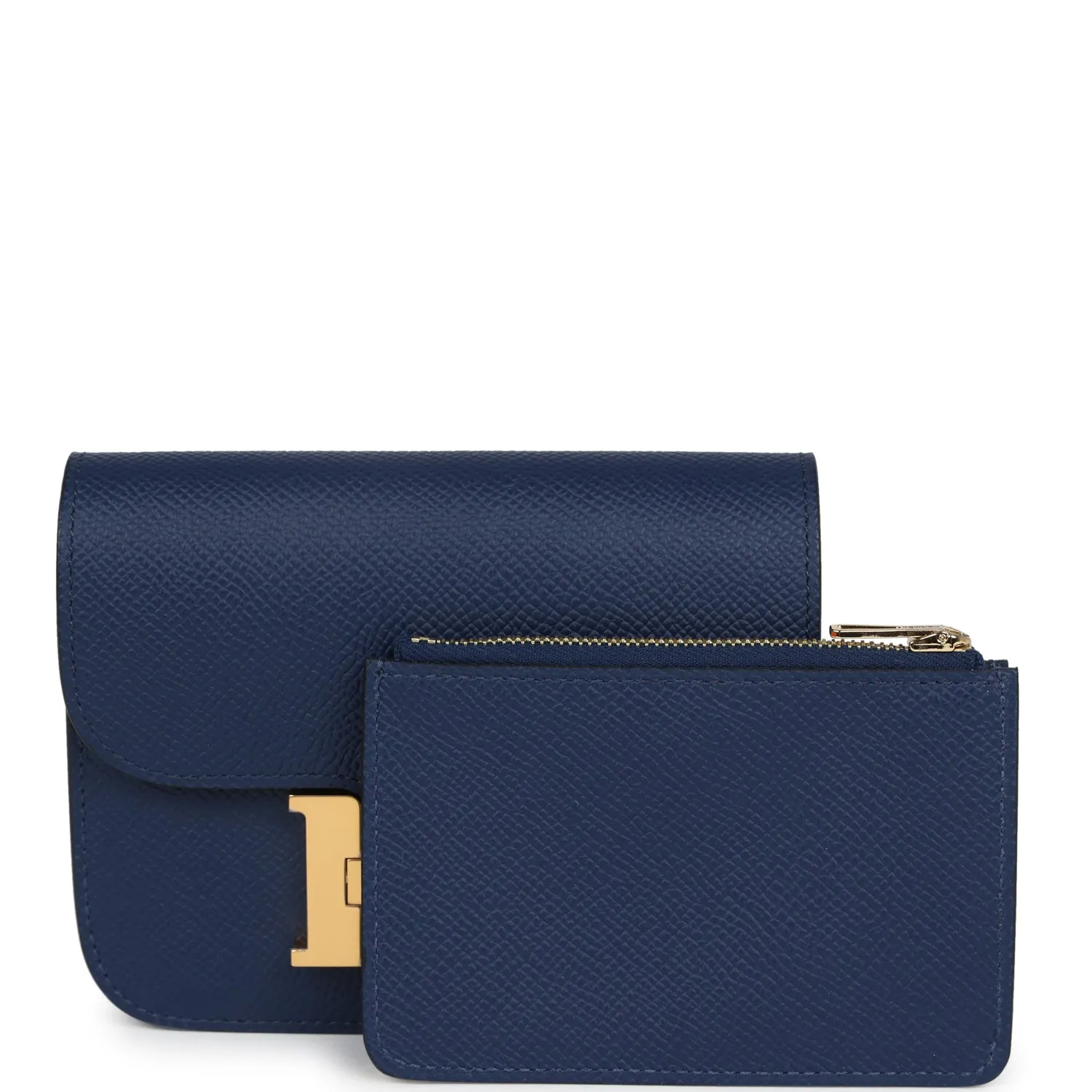 Hermes Constance Slim Wallet Bleu Navy Epsom Gold Hardware