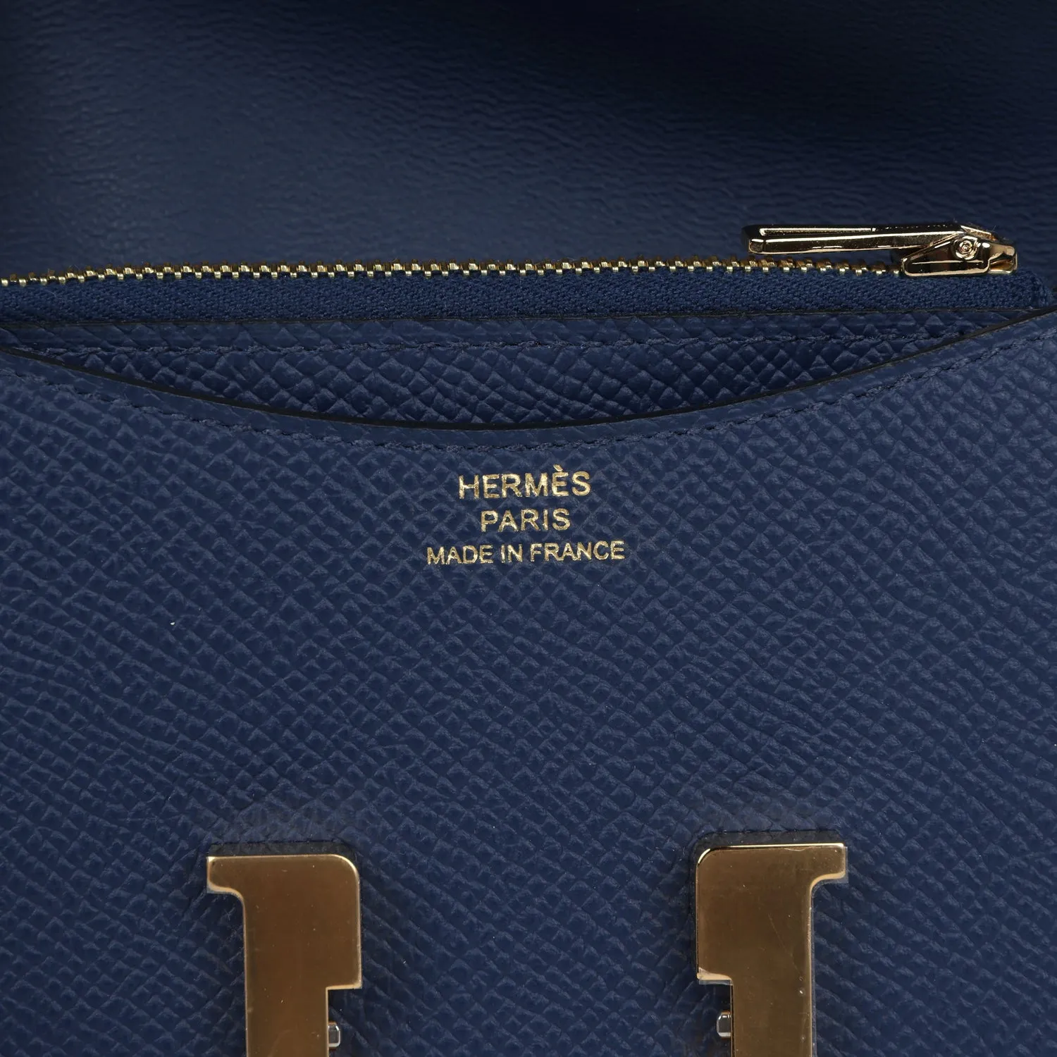 Hermes Constance Slim Wallet Bleu Navy Epsom Gold Hardware