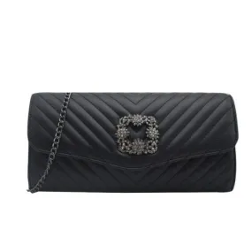 Izabelle Quilted Evening Clutch - Black