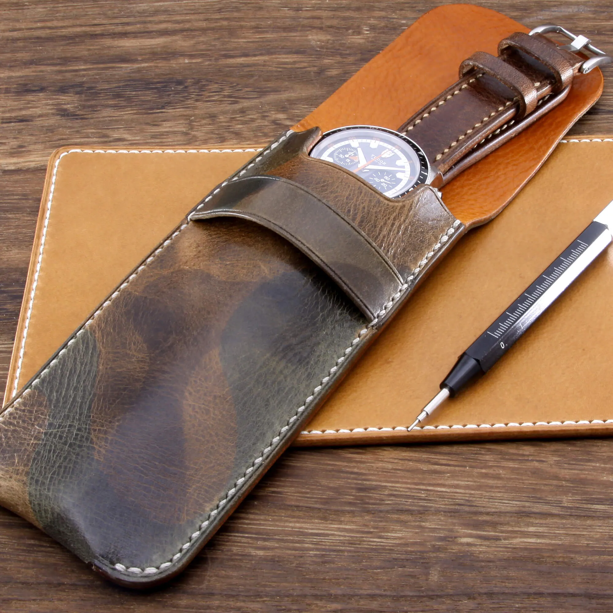 Leather Watch Pouch, Military 107