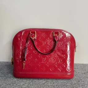 Louis Vuitton Alma Red Vernis Leather Handbag Medium