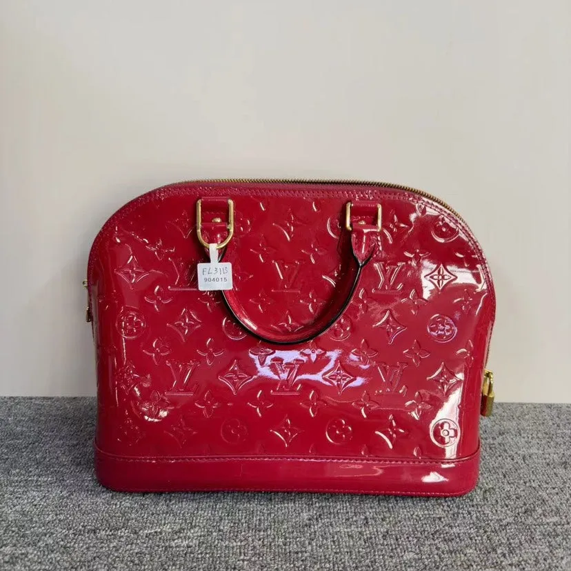 Louis Vuitton Alma Red Vernis Leather Handbag Medium