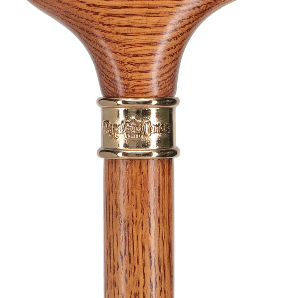 Luxury Oak Derby Cane - 3 Piece & Brass Embossed Collar