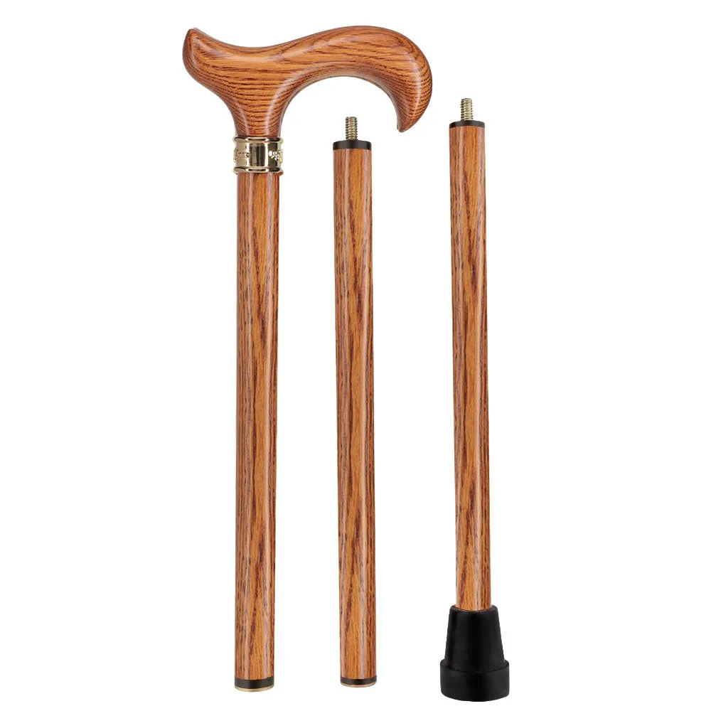 Luxury Oak Derby Cane - 3 Piece & Brass Embossed Collar