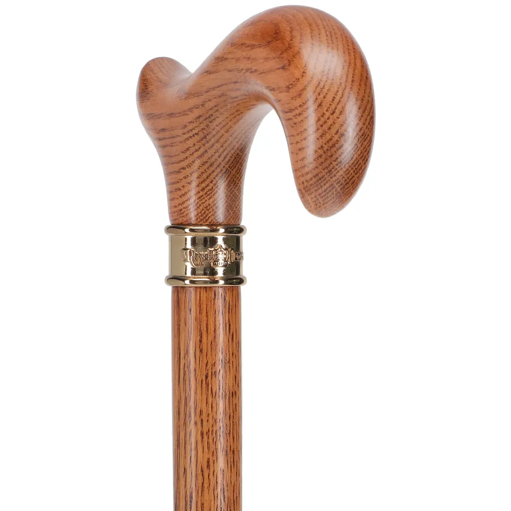 Luxury Oak Derby Cane - 3 Piece & Brass Embossed Collar