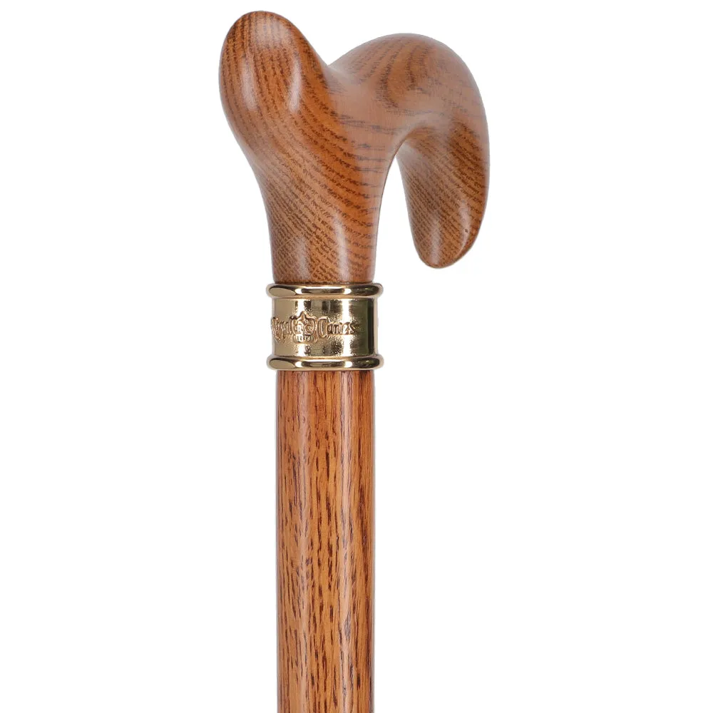 Luxury Oak Derby Cane - 3 Piece & Brass Embossed Collar