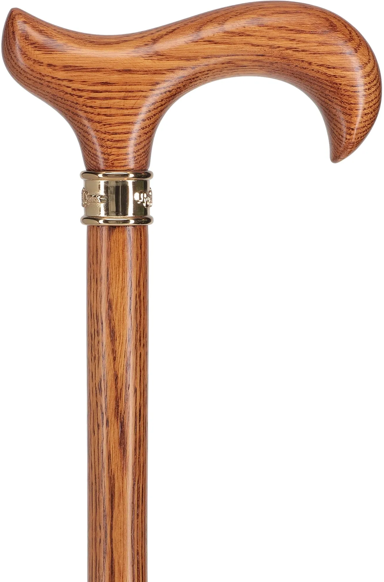 Luxury Oak Derby Cane - 3 Piece & Brass Embossed Collar