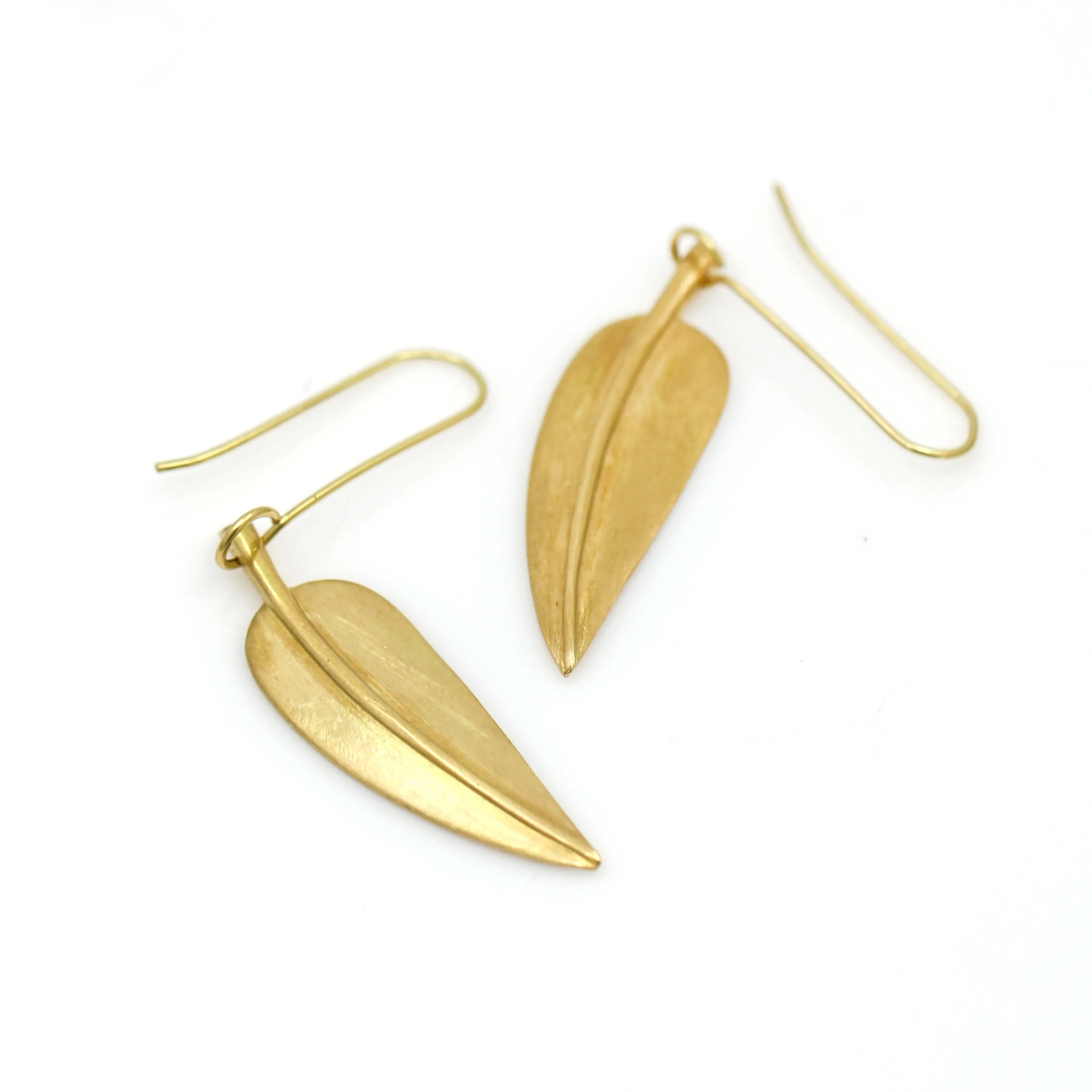 Rare Vintage Tiffany & Co. 18k Yellow Gold Leaf Hook Dangle Earrings