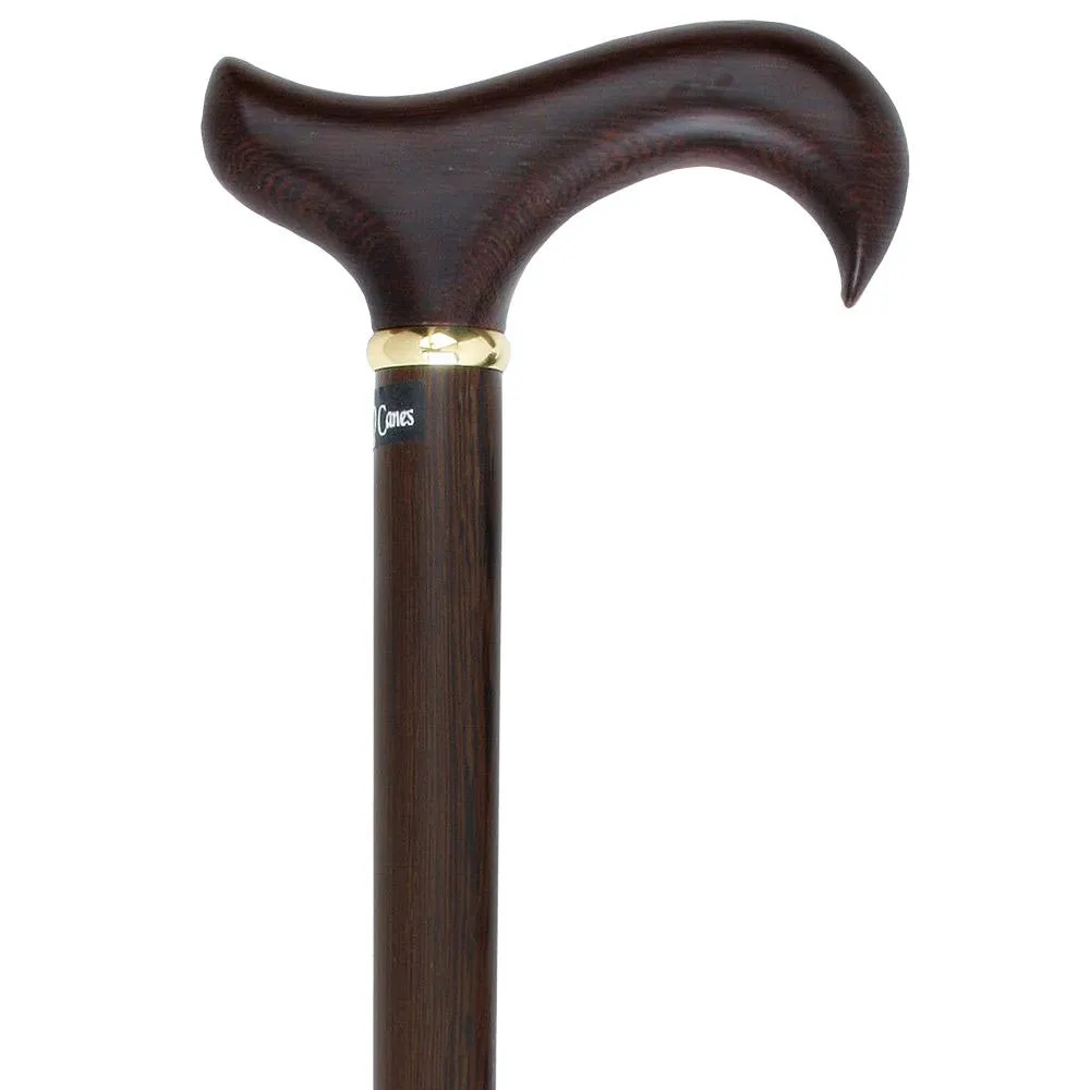 Scratch & Dent Wenge 3 Piece Folding Derby Walking Cane With Wenge Wood Shaft and Brass Collar V1736