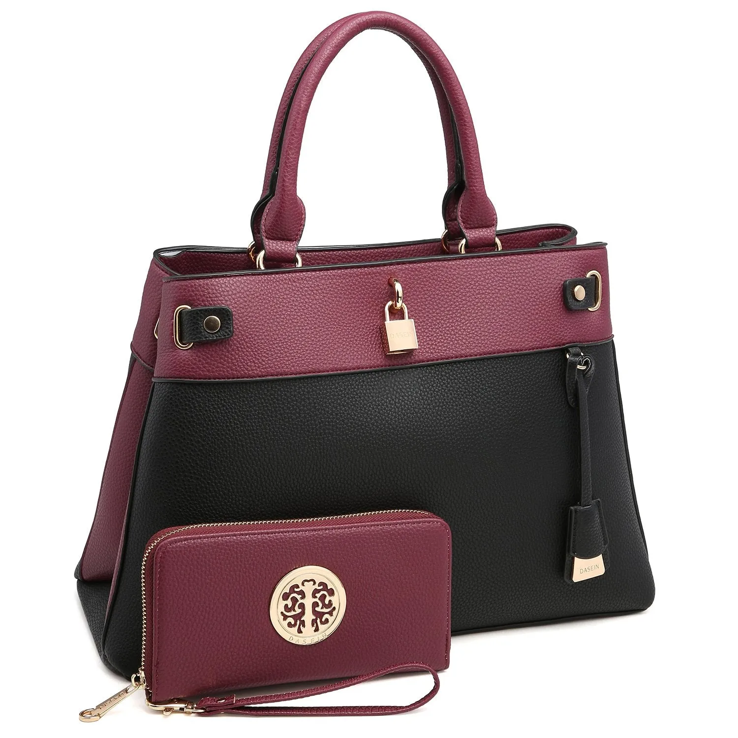 Zipper Top Satchel with Matching Wallet